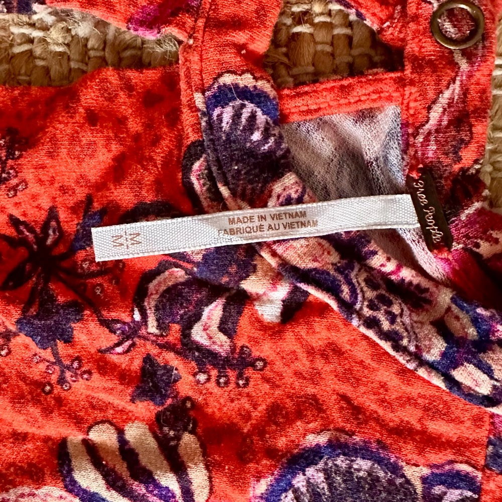Free People Short Sleeve Blouse with Bright Colors and Bold Print. - Picture 2 of 4